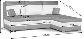 GUSTO Kinyitható sarokkanapé Fekete/fehér