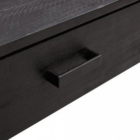 fekete tömör újrahasznosított fenyő dohányzóasztal 90x50x35 cm