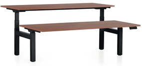 OfficeTech Dual állítható magasságú asztal, 200 x 80 cm, fekete alap, dió