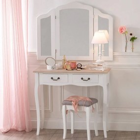 Vintage stílusú konzolasztal, 2 fiókkal, fehér - VENISE