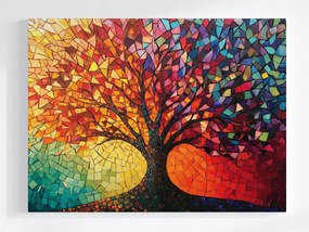Vászonkép Canvas Dekoráció Az Élet Fája Mozaik Ólomüveg Boho 80x60
