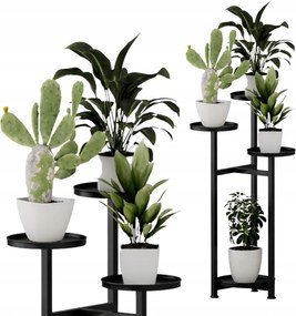 Virágágyás Állvány Fém Álló Loft Növények Fekete Könyvespolc 80,5CM