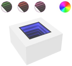 fehér szerelt fa dohányzóasztal LED-lámpákkal 60 x 60 x 40 cm