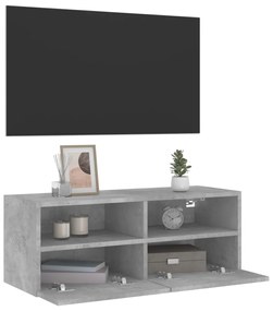 betonszürke szerelt fa fali TV-szekrény 80 x 30 x 30 cm