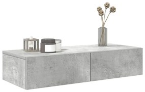 Falipolc fiókokkal betonszürke 80x33x17 cm műszaki fa