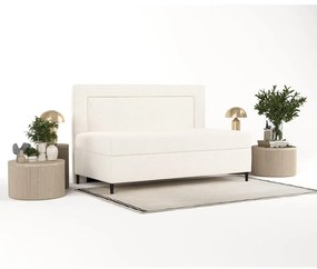 Krémszínű kárpitozott egyszemélyes ágy 80x200 cm Alba – Maison de Rêve