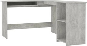 vidaXL betonszürke szerelt fa L-alakú sarok-íróasztal 120x140x75 cm