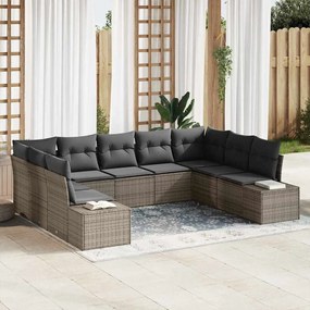 Kerti Kanapé Szett 9 pcs Szürke 289 x 209 x 85 cm Poli rattan
