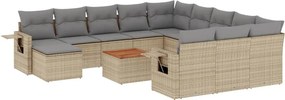 vidaXL 13részes vegyes bézs polyrattan kerti ülőgarnitúra párnákkal