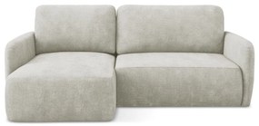 Krémszínű zsenília kinyitható-tárolóhelyes sarokkanapé (bal oldali-heverő résszel) Lilo – Makamii