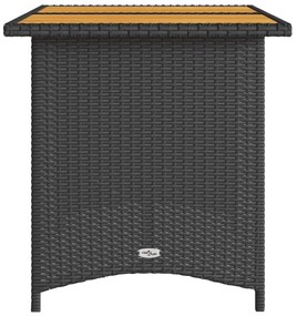 fekete polyrattan falapos kerti asztal 110 x 68 x 70 cm