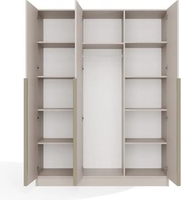 Senso 3D gardróbszekrény, 150 cm, 3 ajtó, arany fogantyúk, kasmír