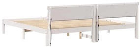 Ágykeret LED -es lámpákkal Fehér 200 x 200 cm Tömör fenyőfa