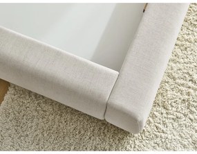 Bézs kárpitozott franciaágy tárolóhellyel, ágyráccsal 180x200 cm Jagna – Bobochic Paris