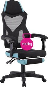 Irodai/gamer szék, fekete/neomint, teherbírás 150 kg, JORIK NEW