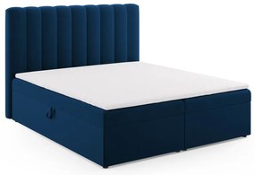 Sötétkék boxspring ágy tárolóhellyel 180x200 cm Gina – Milo Casa