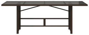 barna polyrattan üveglapos kerti asztal 190 x 80 x 74 cm