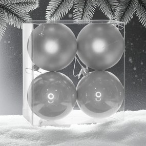 Ezüst műanyag karácsonyi gömb szett 4x10cm