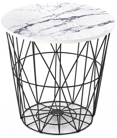 Kávésasztal HARISSA 41x42 cm fekete/fehér márvány dekoráció