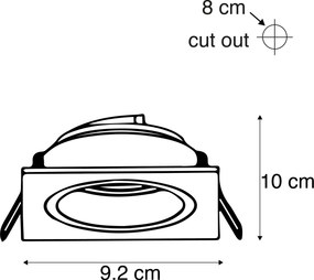 Okos, szögletes, fekete süllyesztett spotlámpa Wifi GU10-zel - Chuck