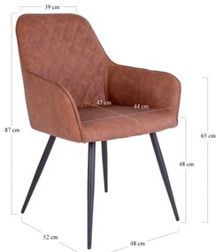 Barna kárpitozott karfás étkezőfotel szett 2 db-os Harbo – House Nordic