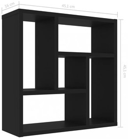 fekete szerelt fa fali polc 45,1 x 16 x 45,1 cm