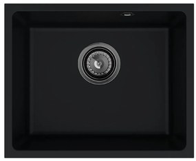 Mosogató minőségi Crypton 55, gránit konyhai mosogató 460x375x205 mm + fekete szifon, fekete, SKQ-CRY.C.1KBO.55.XB