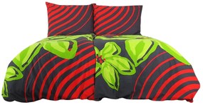 Pamut ágynemű FLOERIC piros-zöld Ágyneműhuzat mérete: 70 x 90 cm | 140 x 200 cm