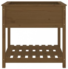 mézbarna tömör fenyőfa növénytartó polccal 82,5x82,5x81 cm