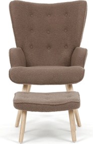 Relaxační křeslo, hnědá, látka bouclé, AK-319 BR2