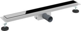 vidaXL Zuhanylefolyó üvegfedéllel Fekete 80 cm Rozsdamentes acél 304