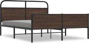 vidaXL barna tölgy színű fém ágykeret matrac nélkül 160 x 200 cm