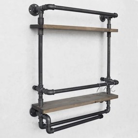 BORU fali polc 67x60 cm barna/fekete