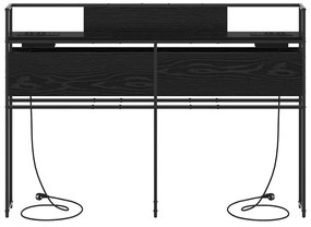 Tároló fejtámla polcokkal tárolóval Musta tammi 140 cm Faanyag
