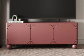 Sonatia II háromajtós TV szekrény, gömblábakon - 150 cm - bordó
