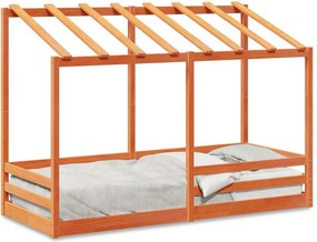vidaXL viaszbarna tömör fenyőfa gyerekágy tetővel 90 x 190 cm