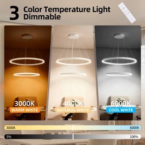 Brilagi - Dimmelhető LED kábeles csillár PORTOFINO LED/98W/230V Ø 80 cm fehér + távirányító