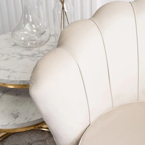 Elegáns Fotel Krém Bársony Kárpittal, Aranyszínű Lábakkal. ANGEL