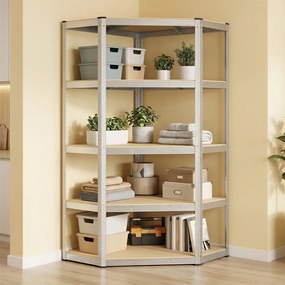 SONGMICS fém sarokpolc, 5 szintes, 875 kg teherbírás, 180 x 90 x 90 cm