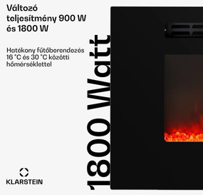 Klarstein Galeras, elektromos fali és beépített kandalló, 1800 W, LED, 3 szín, időzítő