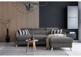 Sötétszürke bársony kinyitható sarokkanapé (jobb oldali) Sweet Harmony – Miuform