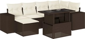 vidaXL 7 részes barna polyrattan kerti ülőgarnitúra párnákkal