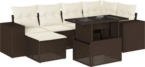 vidaXL 7 részes barna polyrattan kerti ülőgarnitúra párnákkal