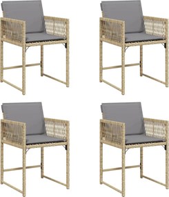 vidaXL 4 db vegyes bézs polyrattan kerti szék párnával
