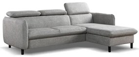 NISA kinyitható L-alakú sarokkanapé tárolóval, szürke, jobb oldali