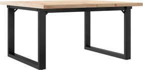vidaXL tömör fenyőfa és acél O-vázú dohányzóasztal 90x90x45,5 cm