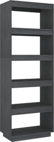 vidaXL szürke tömör fenyőfa könyvszekrény/térelválasztó 60x35x167 cm