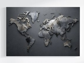 Canvas Vászonkép Világtérkép Fém Szürke Ipari Loft 120x80