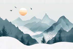 Fotótapéta Flizelina Gyerekek Tájkép Hegyek Nap Tél Hó 416x290 ragasztó