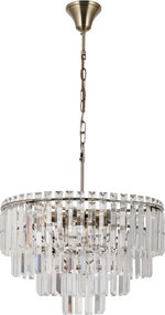 ITALUX PND-22320-9-ABR BUENA Kristály Függesztett Lámpa Antik Bronz, Átlátszó E14 IP20